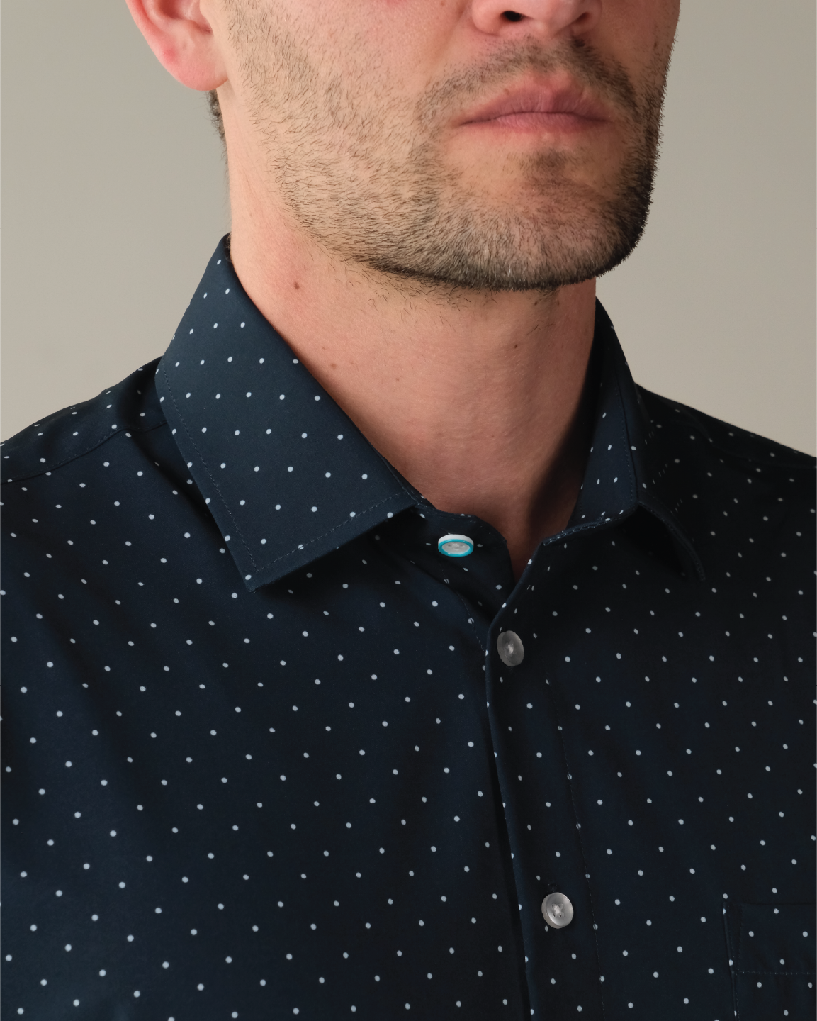 Range Shirt - Navy w/ White Polka Dots