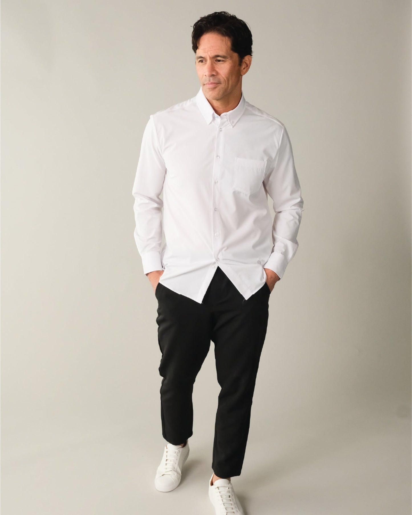 Range Shirt - White Long Sleeve - Button Down Collar