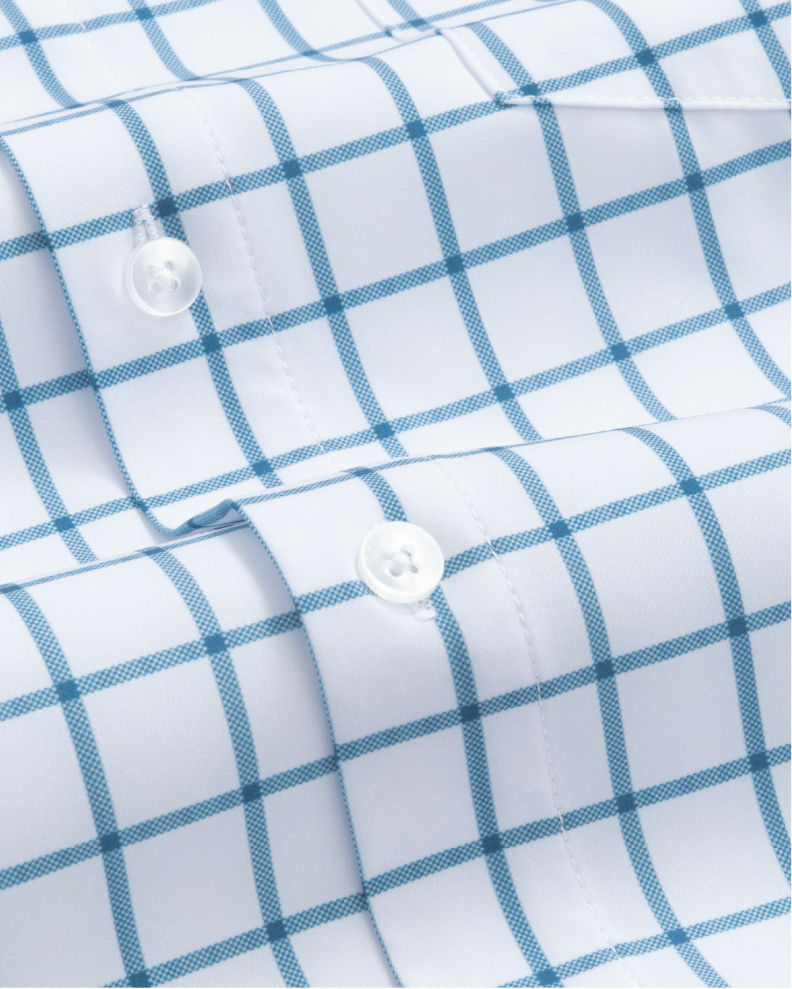 Range Shirt - White w/ Ocean Blue Windowpane