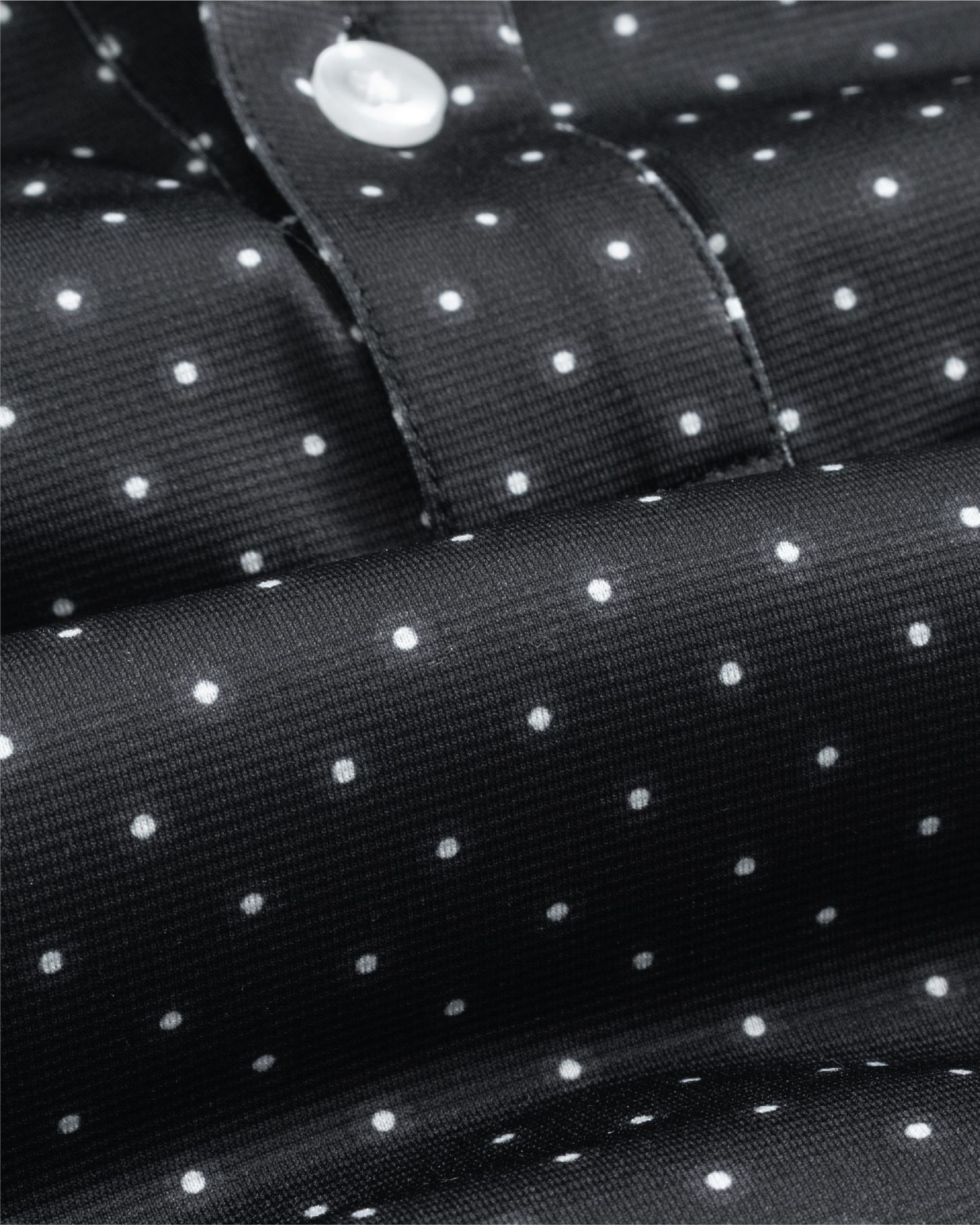 Tropic Polo - Black w/ White Polka Dots