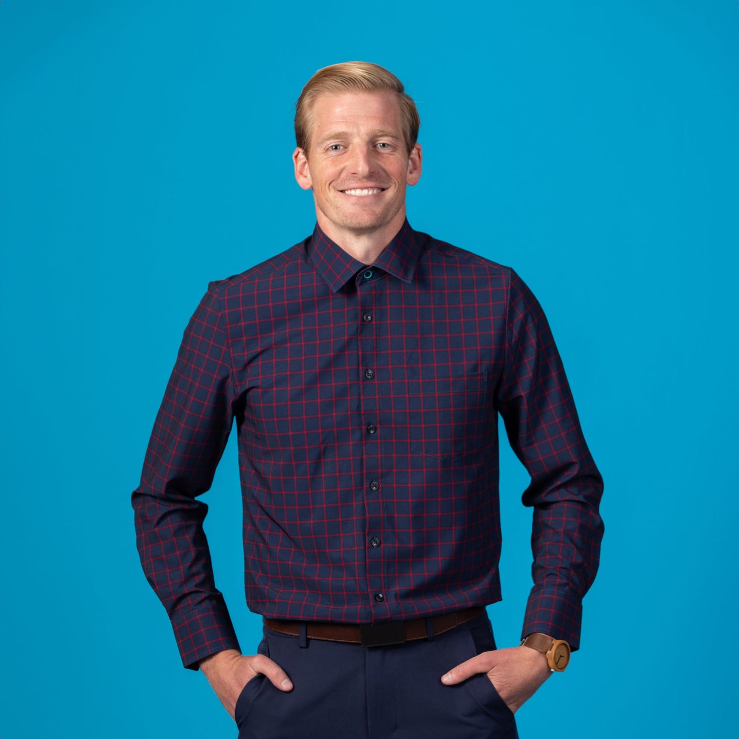 Range Shirt - Navy w/ Red Check - WARHOUSE SALE