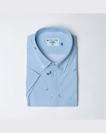 Range Shirt - Pale Blue w/ Leaves