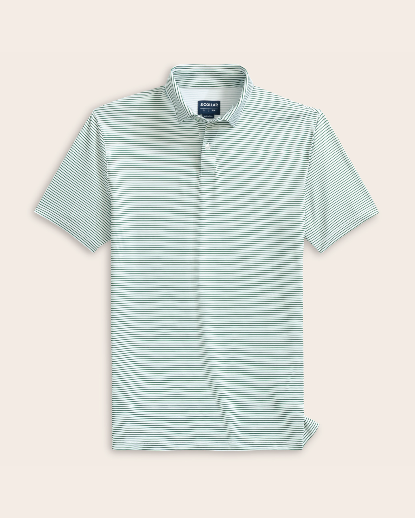 Tropic Polo - White and Green Stripes