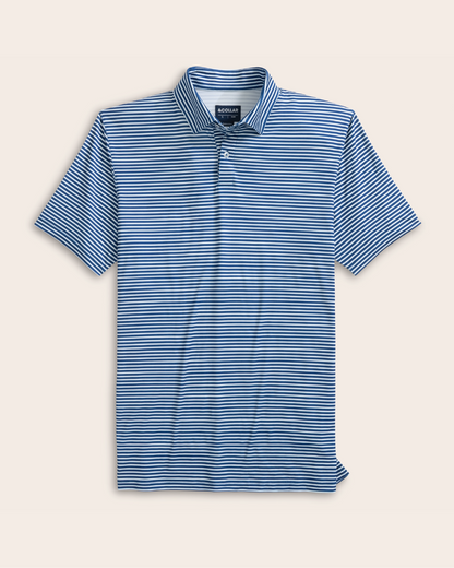 Tropic Polo - Navy w/ Light Blue and White Stripes