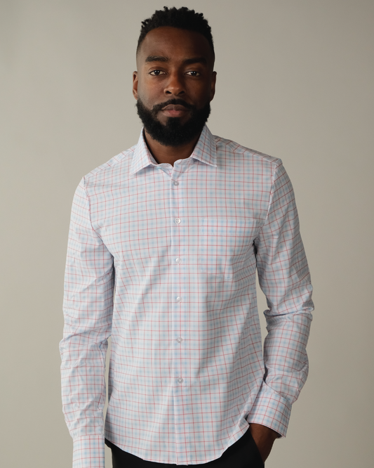 Range Shirt - White w/ Red and Blue Windowpane