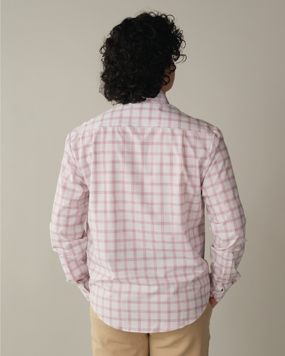 Range Shirt - White w/ Mauve Windowpane