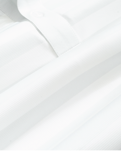 Tropic Polo - White and Grey Stripe