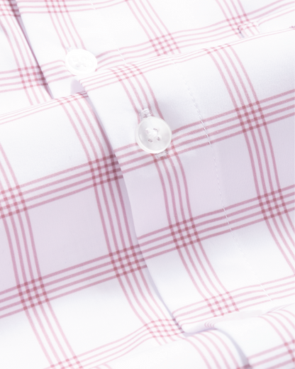 Range Shirt - White w/ Mauve Windowpane