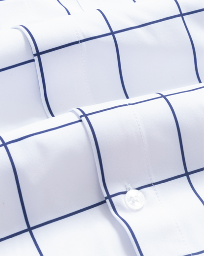 Range Shirt - White w/ Navy Windowpane