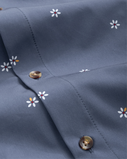 Range Shirt - Navy w/ Swiss Flowers