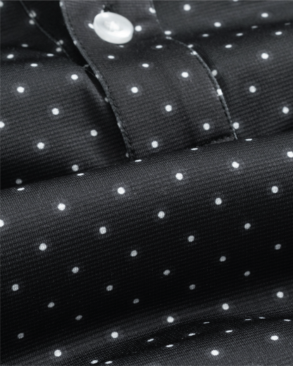 Tropic Polo - Black w/ White Polka Dots