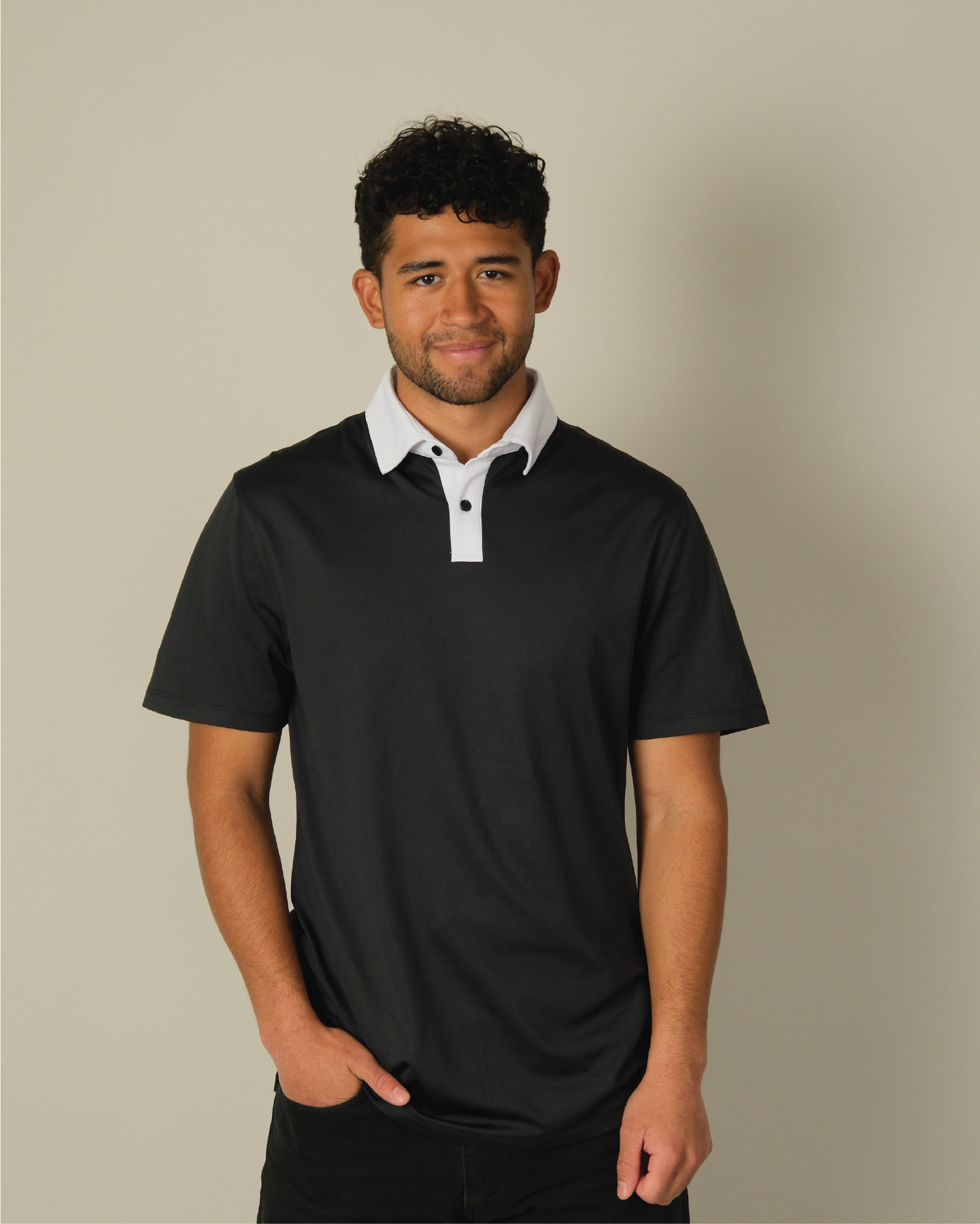 Range Polo - Black w/ White Accents