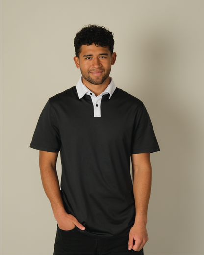 Range Polo - Black w/ White Accents
