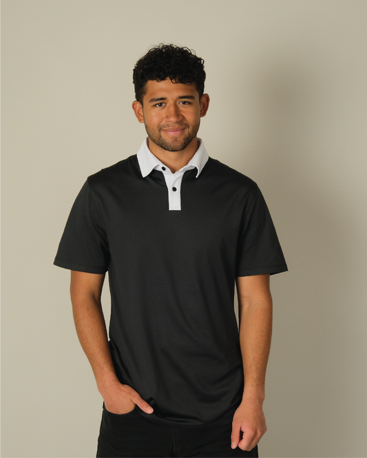 Range Polo - Black w/ White Accents