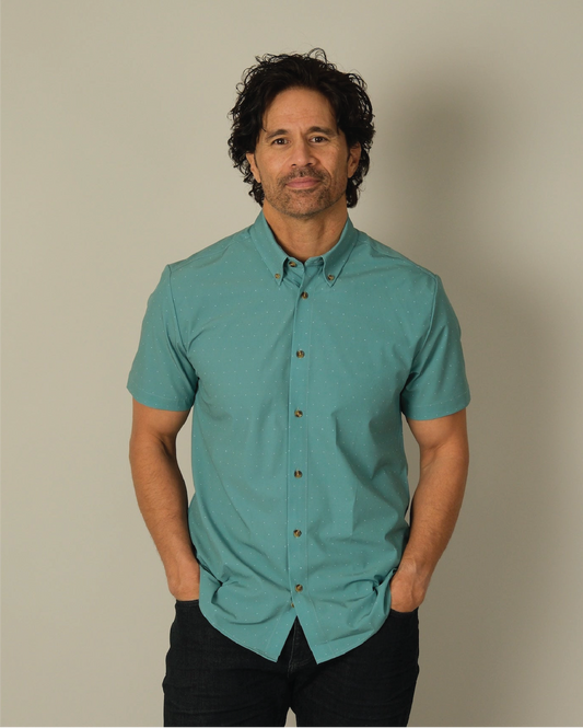 Range Shirt - Teal w/ Pin Dots
