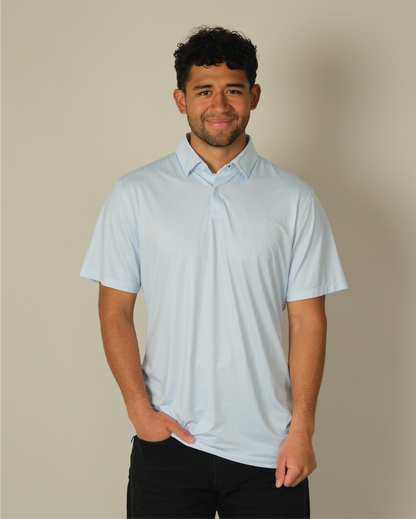 Tropic Polo - Pale Blue / White Houndstooth