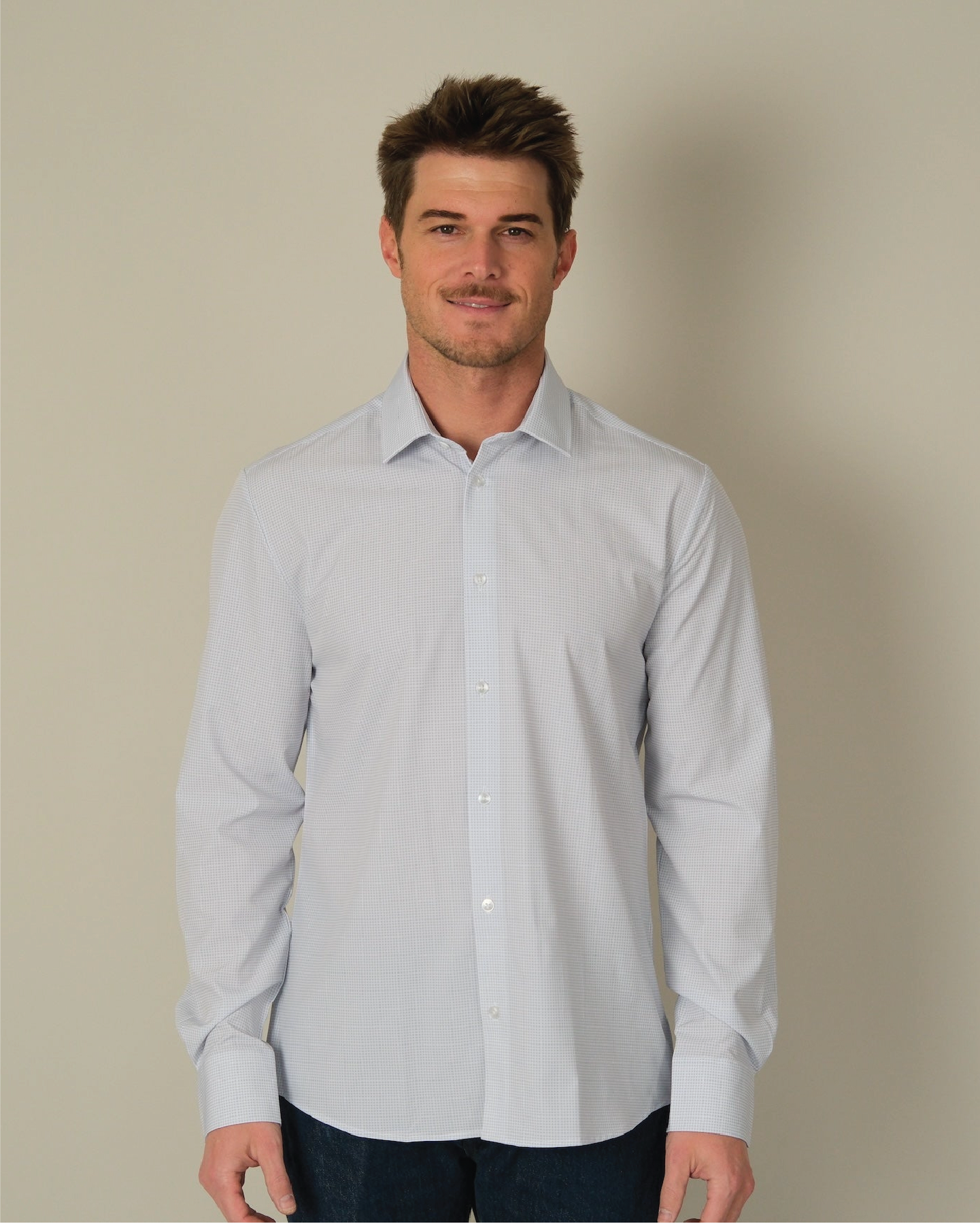 Range Shirt - Faded Blue and White Micro Gingham
