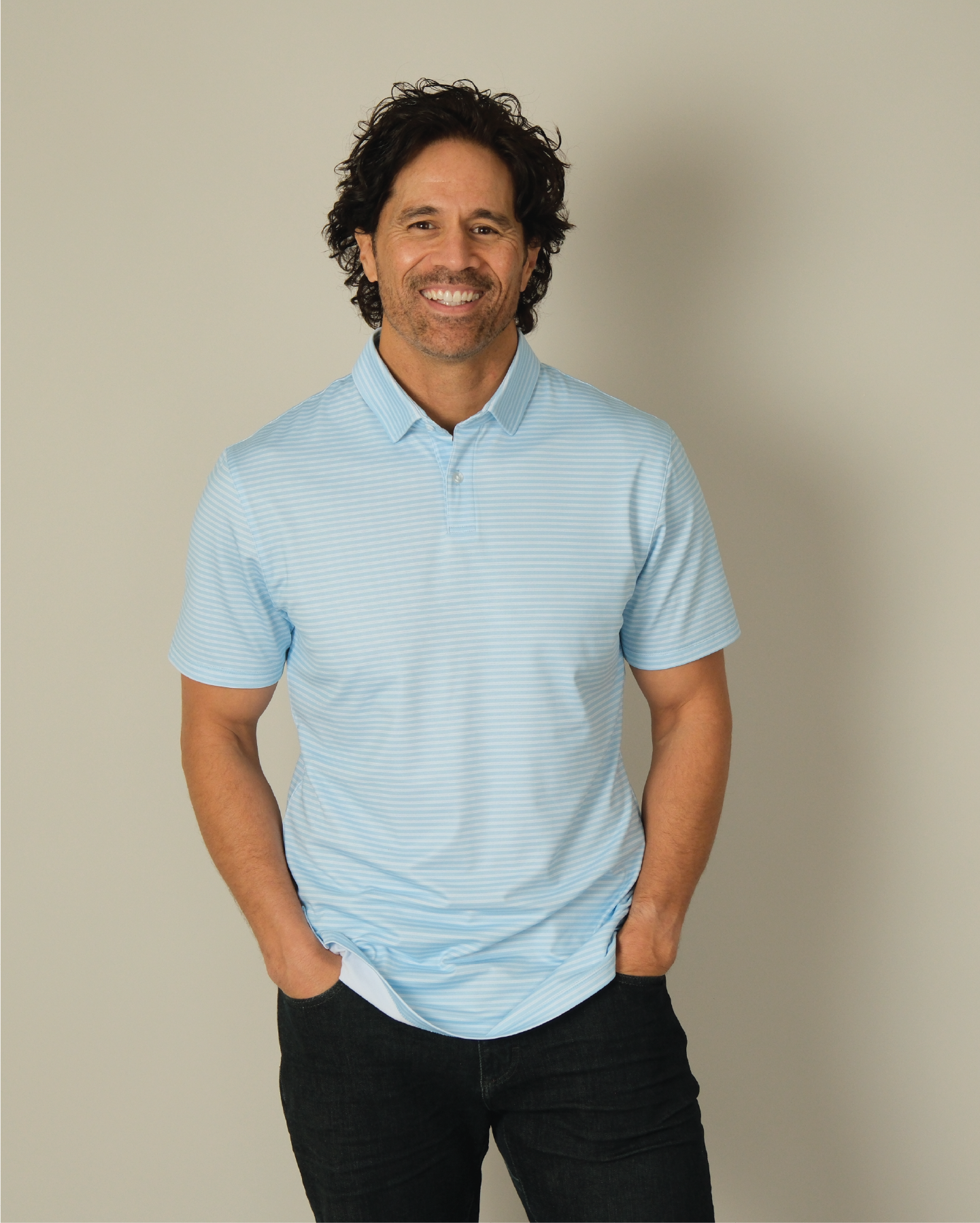Range Polo - Light Blue w/ White Stripes