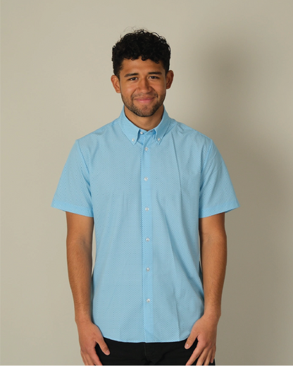 Range Shirt - Blue w/ Navy and White Pattern