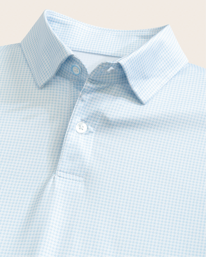 Tropic Polo - Pale Blue / White Houndstooth