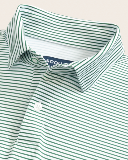 Tropic Polo - White and Green Stripes