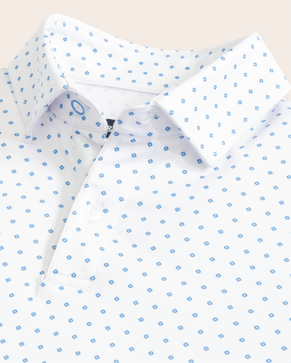 Range Polo - White w/ Blue Diamonds