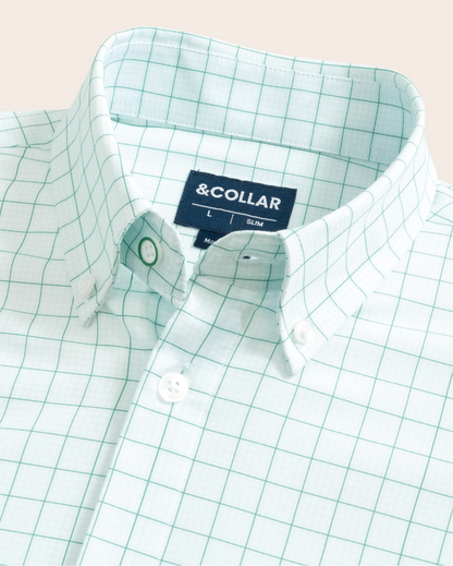Range Shirt - Mint Gingham w/ Forest Green Check