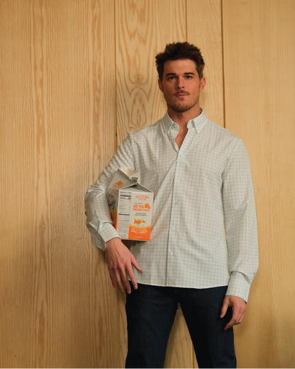 Range Shirt - Mint Gingham w/ Forest Green Check