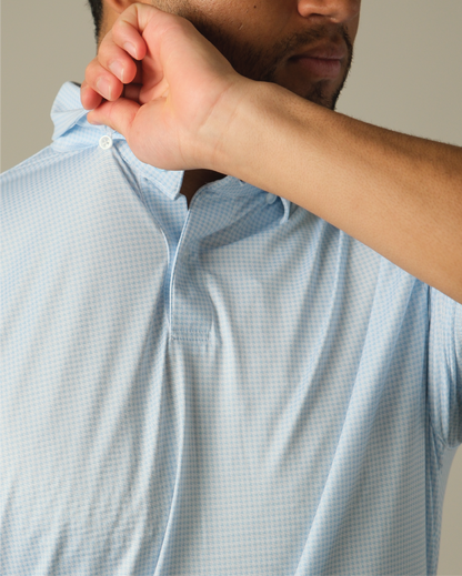 Tropic Polo - Pale Blue / White Houndstooth