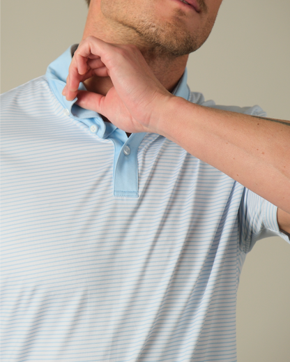 Tropic Polo - White / Light Blue Stripes and Accent
