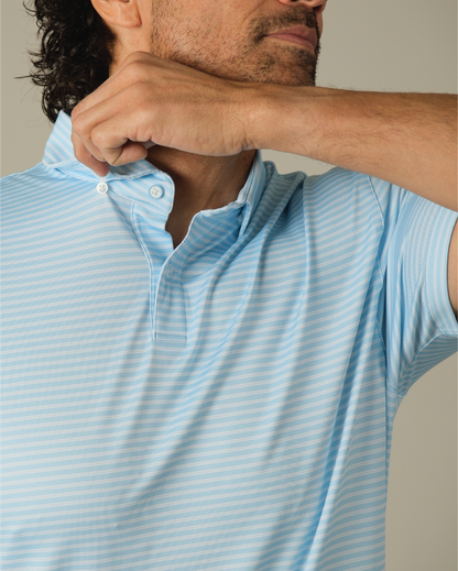 Range Polo - Light Blue w/ White Stripes