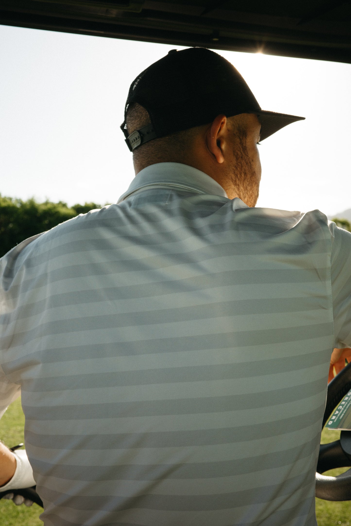 Tropic Polo - White and Grey Stripe