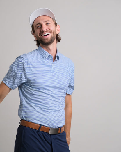 Tropic Polo - White and Blue Stripe