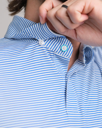 Tropic Polo - White and Blue Stripe