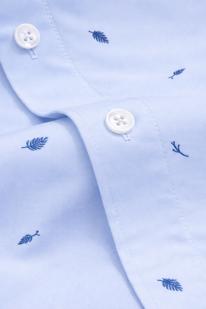 Range Shirt - Pale Blue w/ Leaves