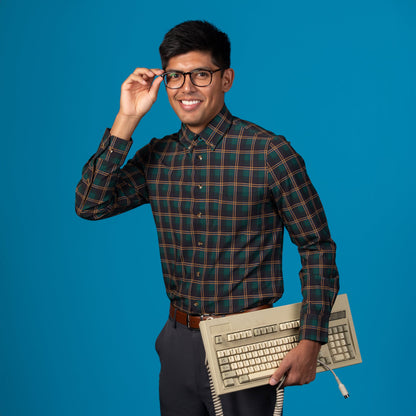 Man wearing Forest Green w/ Burnt Orange and Black Accent