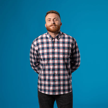 Range Shirt - White and Navy w/ Red Accents