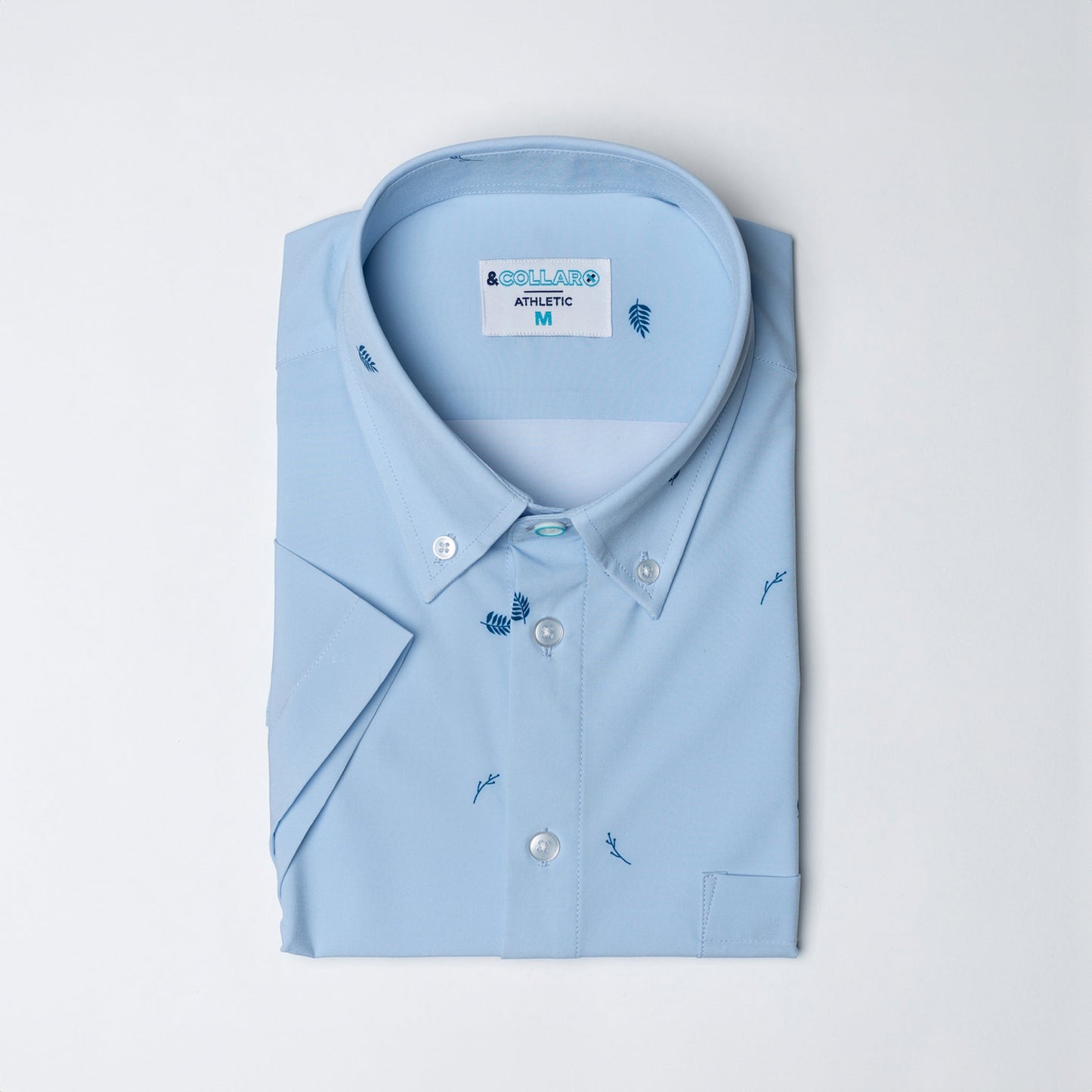 Range Shirt - Pale Blue w/ Leaves