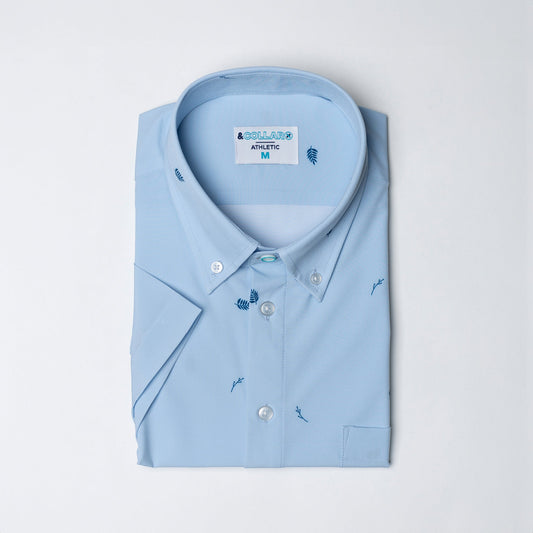 Range Shirt - Pale Blue w/ Leaves