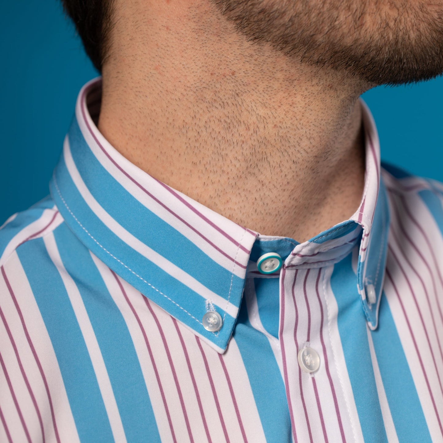 Range Shirt - Light Blue and White w/ Mauve Pinstripes