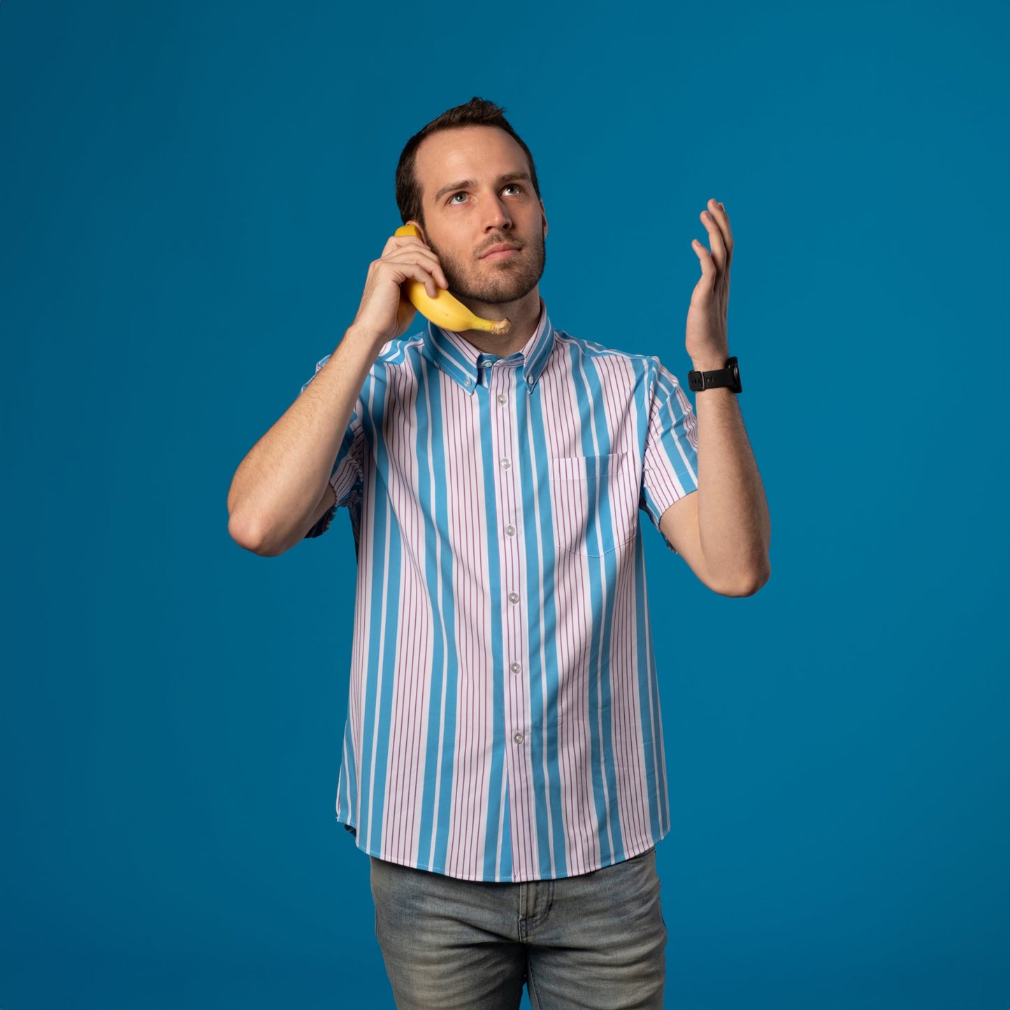 Range Shirt - Light Blue and White w/ Mauve Pinstripes