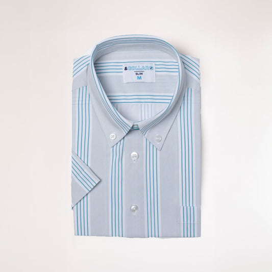 Range Shirt - Grey w/ Blue and White Stripes