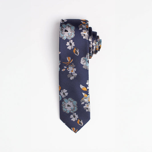 Innsbruck blue floral stain-resistant performance necktie by &Collar