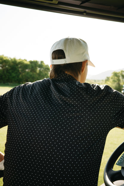 Tropic Polo - Black w/ White Polka Dots